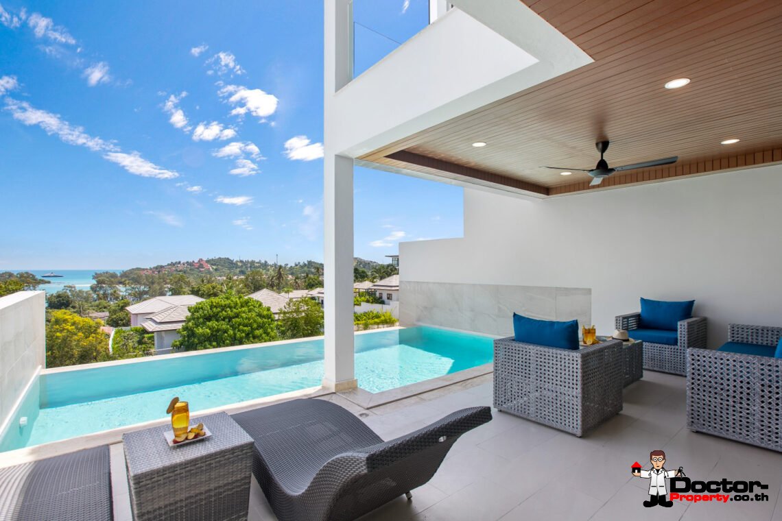 3 Bedroom Semi-Detached Pool Villa with Sea View  in Choeng Mon, Koh Samui – For Sale