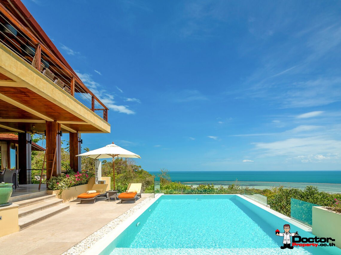 Luxury 4 Bedroom Pool Villa with Breathtaking Sea View in Laem Set, Koh Samui – For Sale