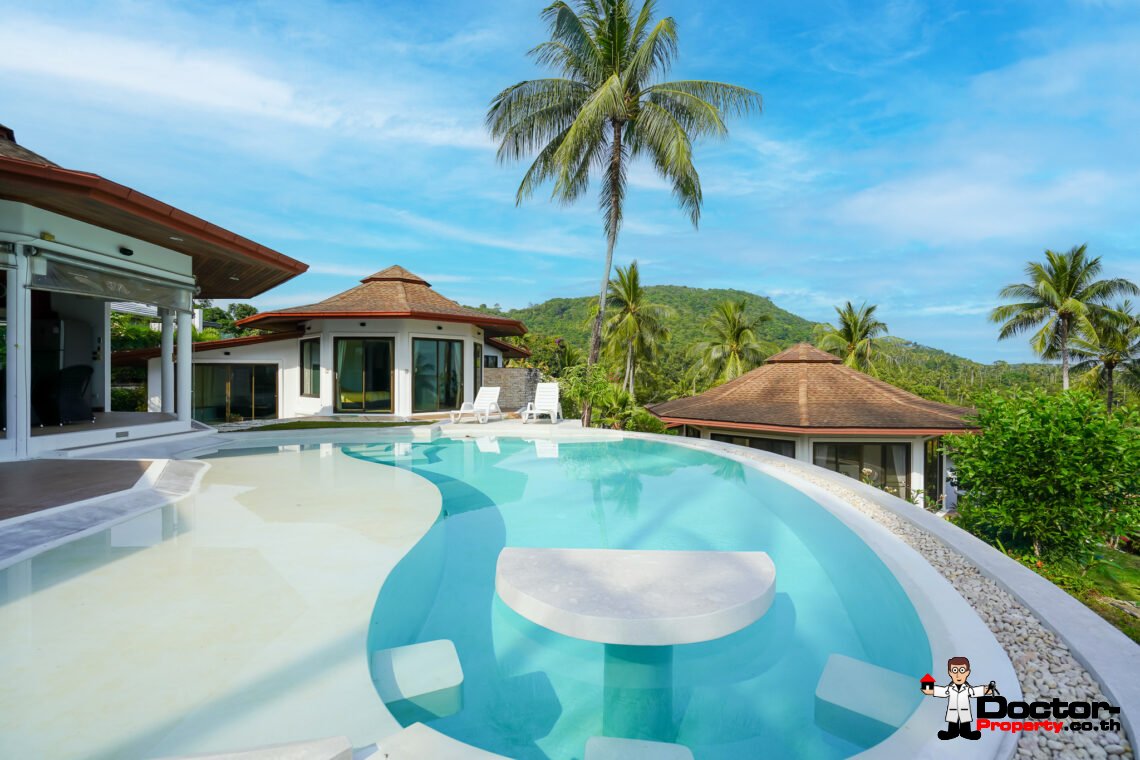 5 Bedroom Private Pool Villa with Sea View in Bang Rak, Koh Samui – For Sale