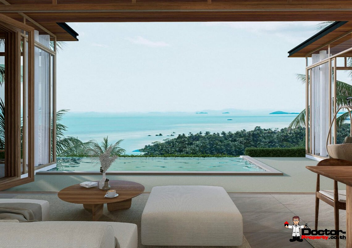 New 2 Bedroom Private Pool Villa with Stunning Sea View in Angthong, Koh Samui – For Sale