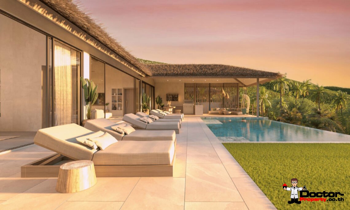 New Luxury 4 Bedroom Villa with Sea View and Sunset View in Bang Makham, Koh Samui – For Sale