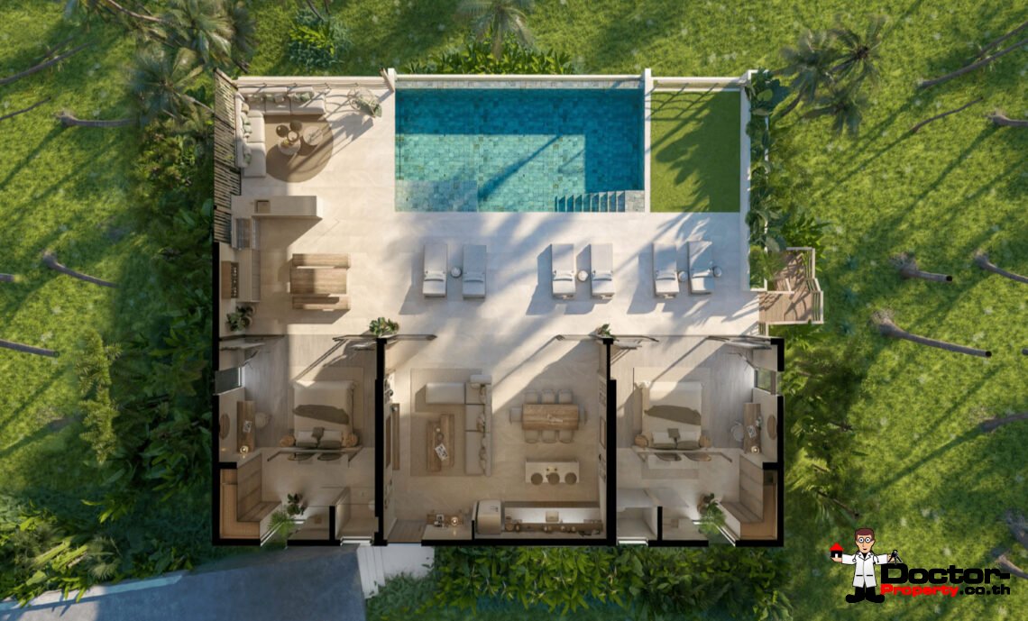 New Luxury 4 Bedroom Villa with Sea View and Sunset View in Bang Makham, Koh Samui – For Sale