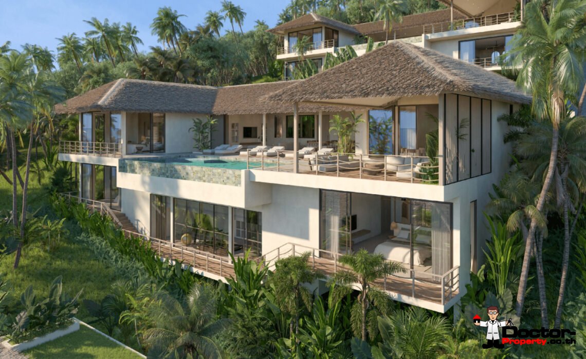 New Luxury 5-8 Bedroom Villa with Sea View and Sunset View in Bang Makham, Koh Samui – For Sale