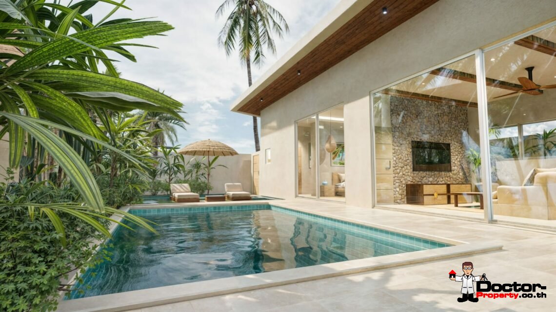 New 2 Bedroom Tropical Villa with Garden View in Mae Nam, Koh Samui – For Sale