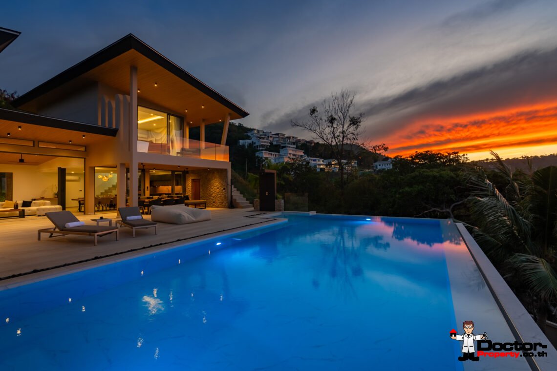 Elegant 4 Bedroom Sea View Pool Villa in Bo Phut, Koh Samui – For Sale
