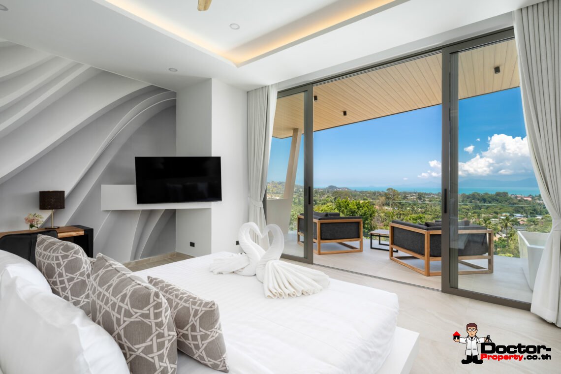 Elegant 4 Bedroom Sea View Pool Villa in Bo Phut, Koh Samui – For Sale