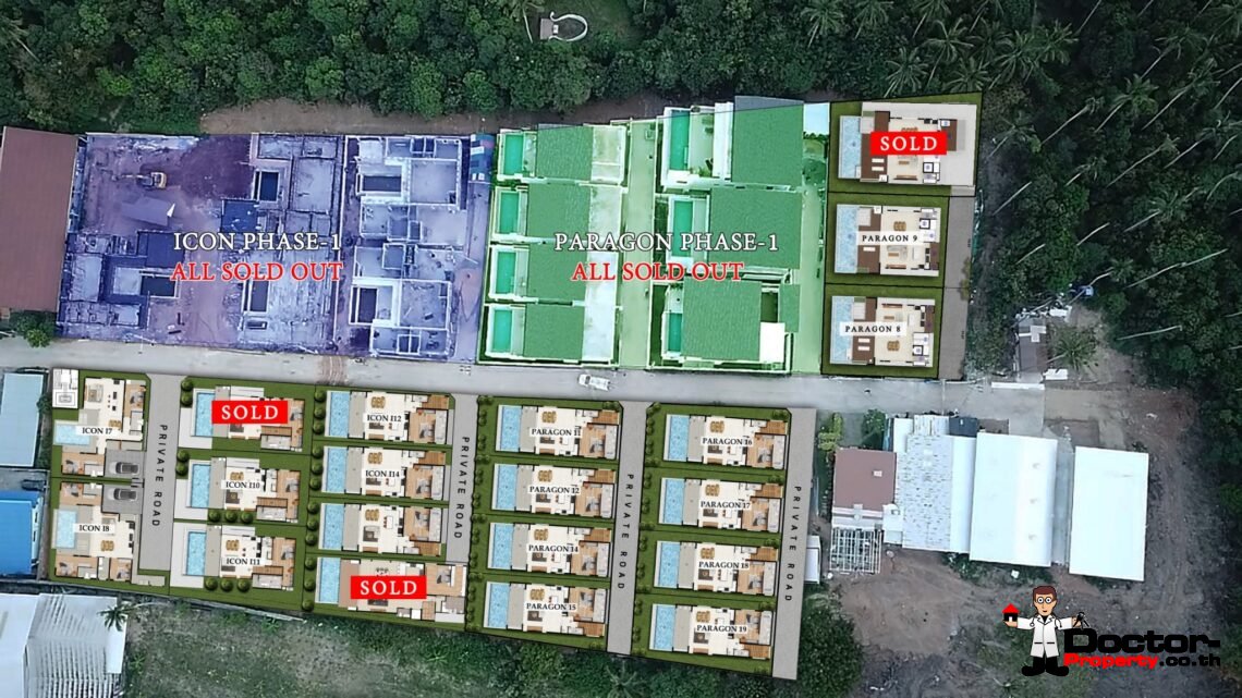 2 Bedroom partial Seaview Pool Villa near Fisherman’s Village in Bophut, Koh Samui – For Sale