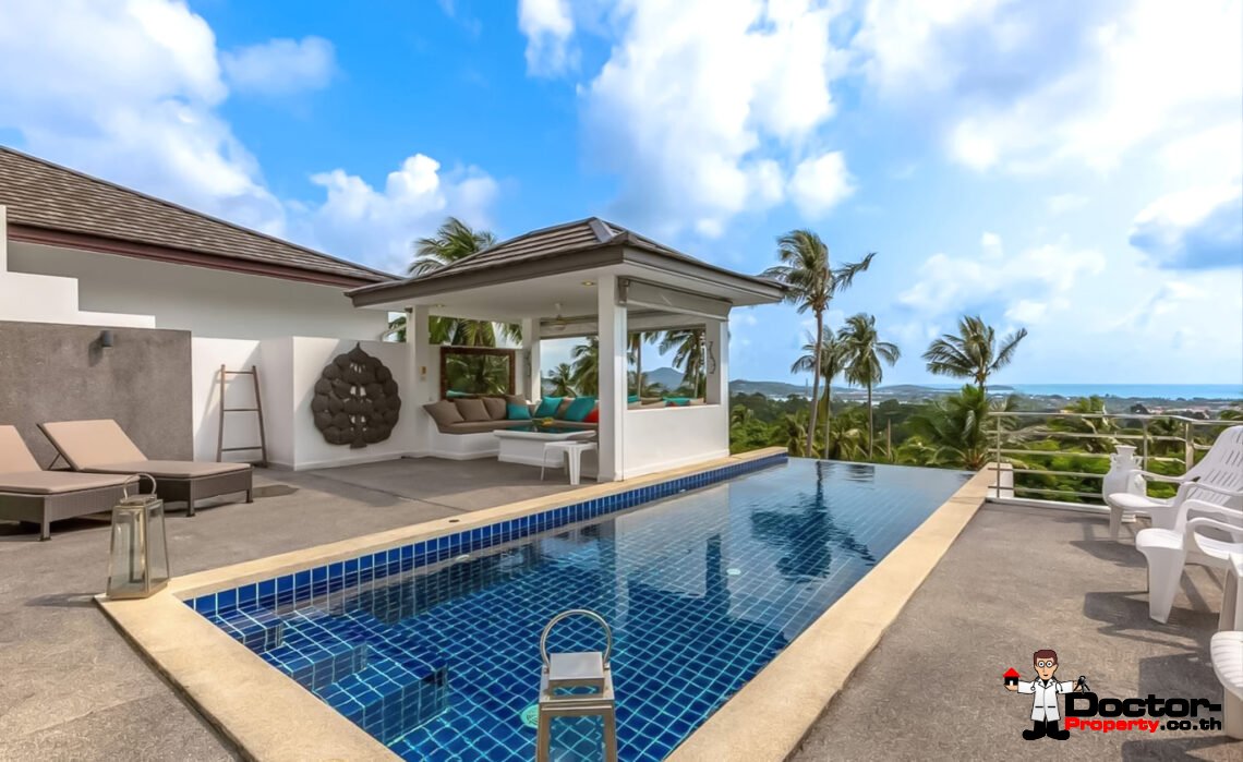 3 Bedroom Private Pool Villa with Sea View in Chaweng, Koh Samui – For Sale