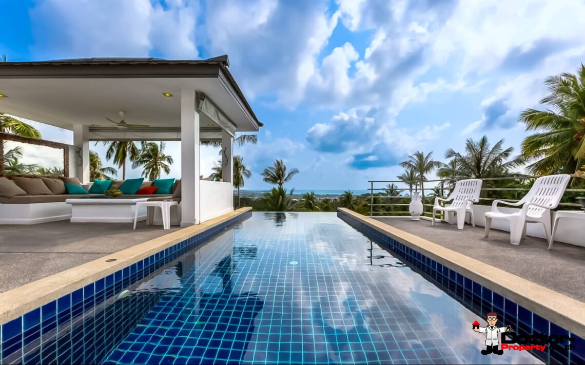 3 Bedroom Private Pool Villa with Sea View in Chaweng, Koh Samui – For Sale