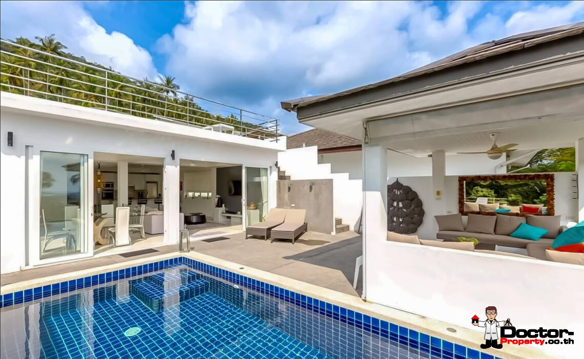 3 Bedroom Private Pool Villa with Sea View in Chaweng, Koh Samui – For Sale