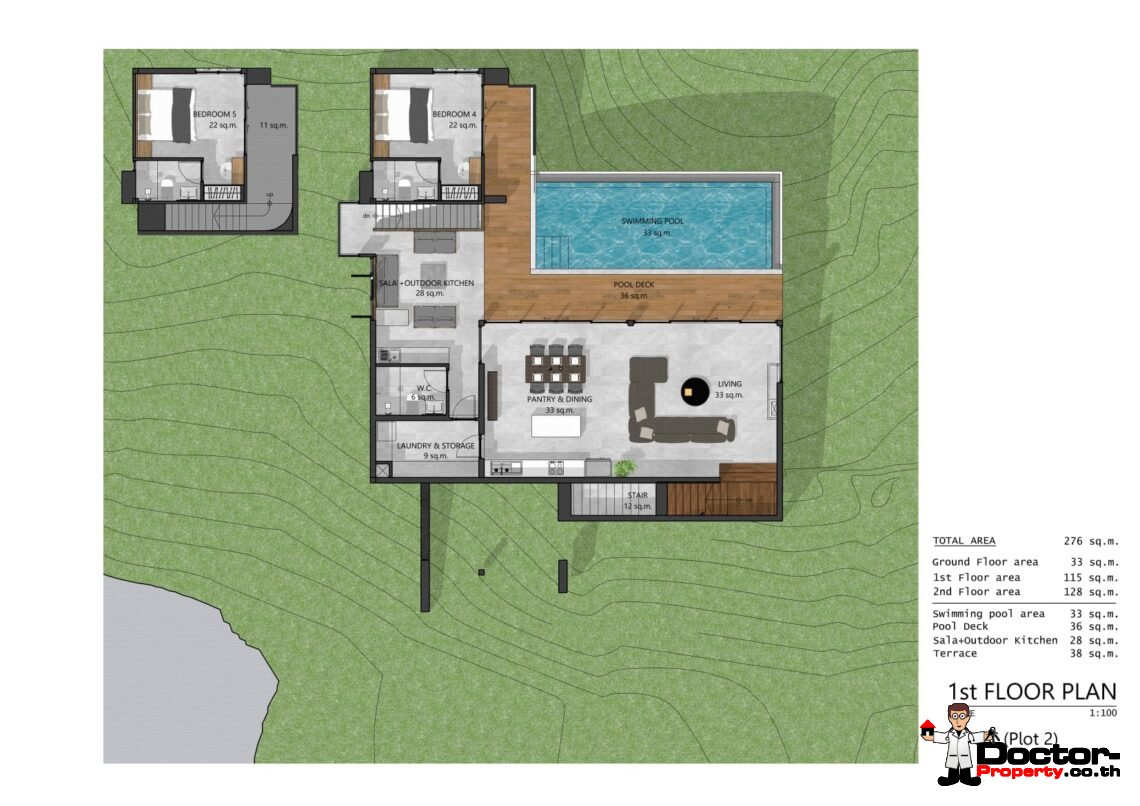 New 3-5 Bedroom Private Pool Villa with Mountain View in Lamai, Koh Samui – For Sale