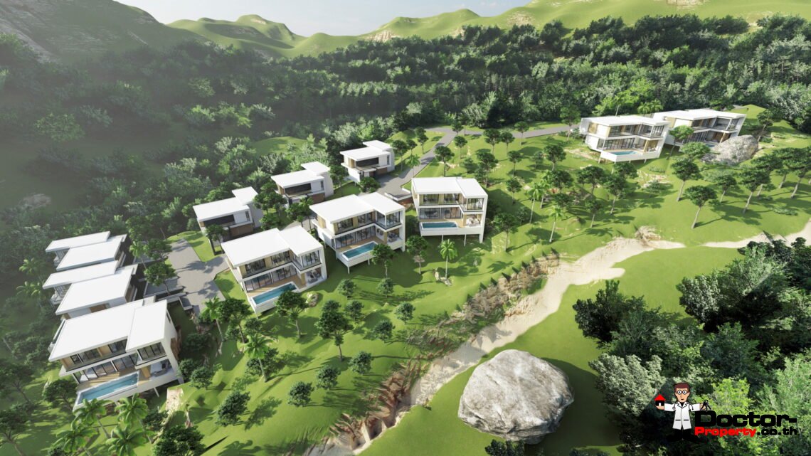New 3-5 Bedroom Private Pool Villa with Mountain View in Lamai, Koh Samui – For Sale