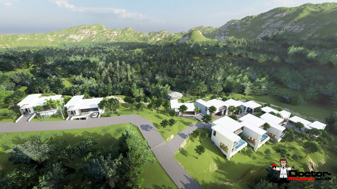 New 3-5 Bedroom Private Pool Villa with Mountain View in Lamai, Koh Samui – For Sale