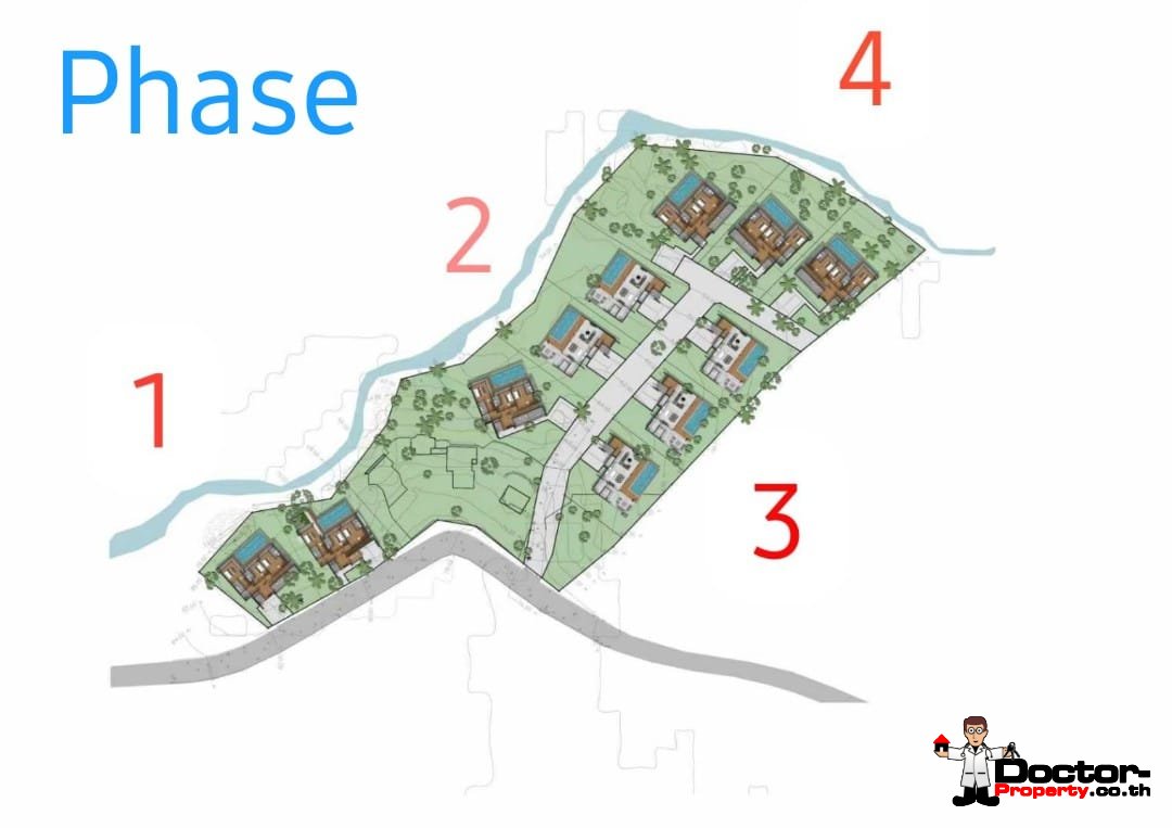 New 3-5 Bedroom Private Pool Villa with Mountain View in Lamai, Koh Samui – For Sale