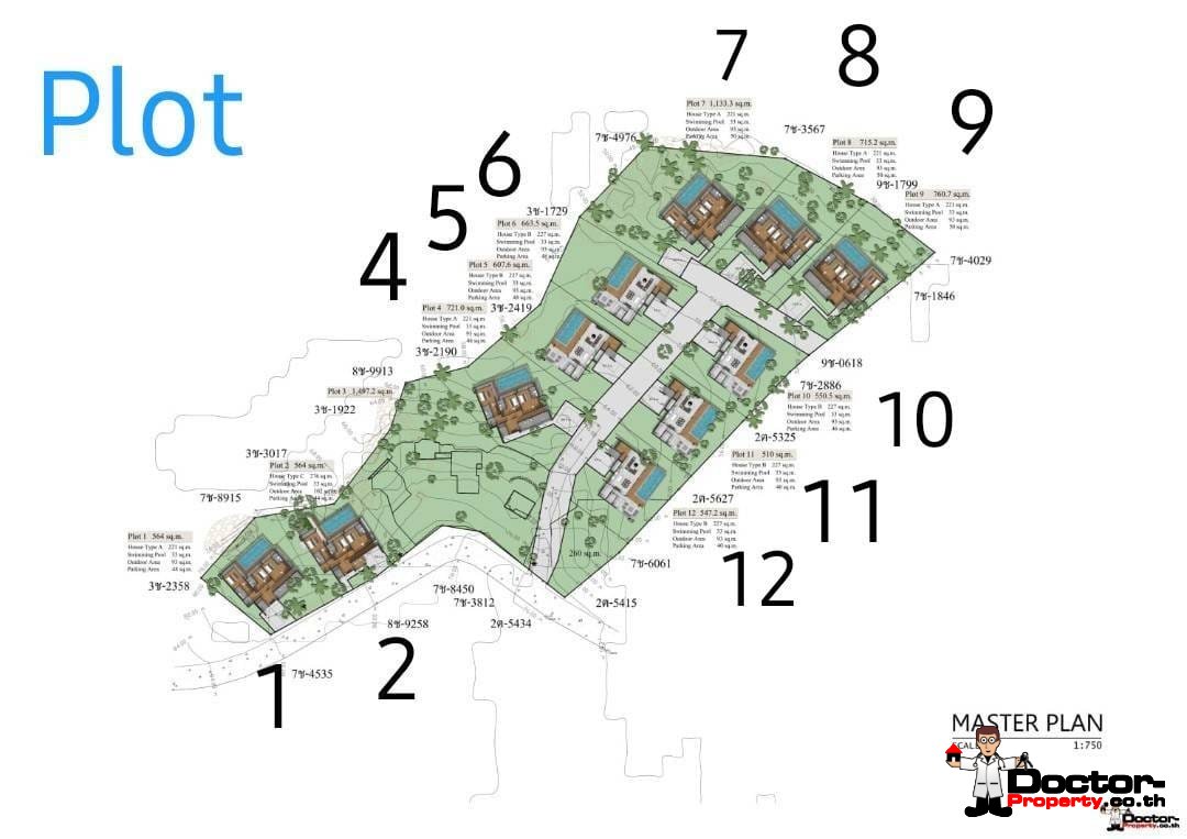 New 3-5 Bedroom Private Pool Villa with Mountain View in Lamai, Koh Samui – For Sale