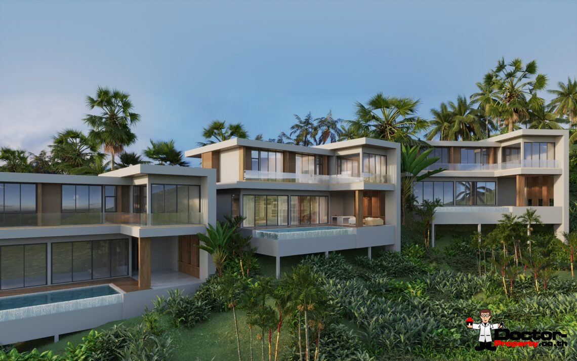 New 3-5 Bedroom Private Pool Villa with Mountain View in Lamai, Koh Samui – For Sale