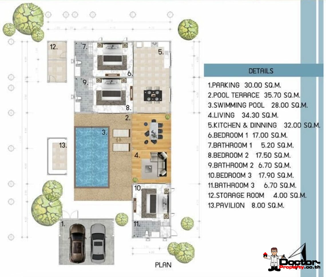 New 3 Bedroom Private Pool Villa Balinese Style in Lamai, Koh Samui – For Sale