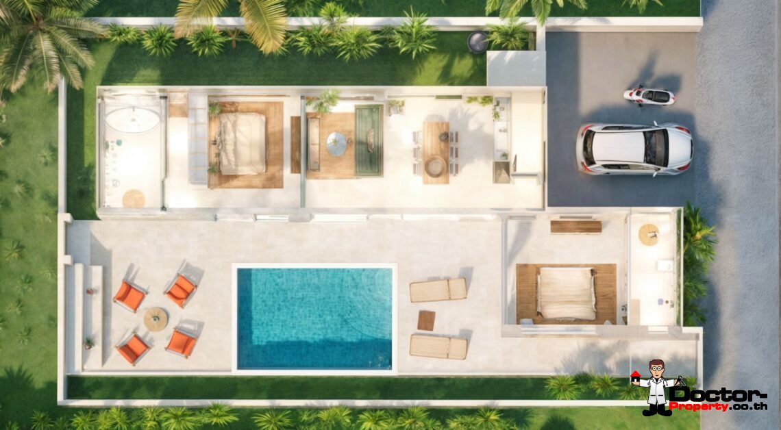 New 2-Bedroom Bali-Style Pool Villa in Bangrak, Koh Samui