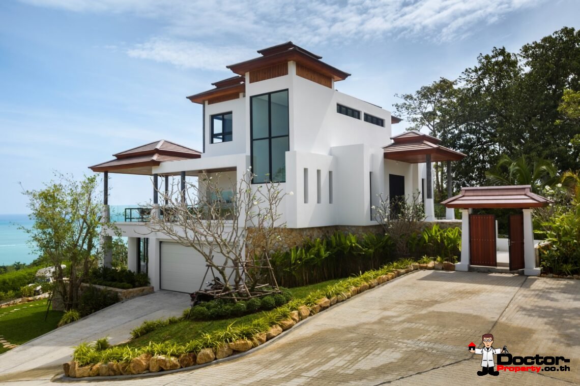 3 Bedroom Sea View Villa with Spacious Garden in Choeng Mon, Koh Samui – For Sale