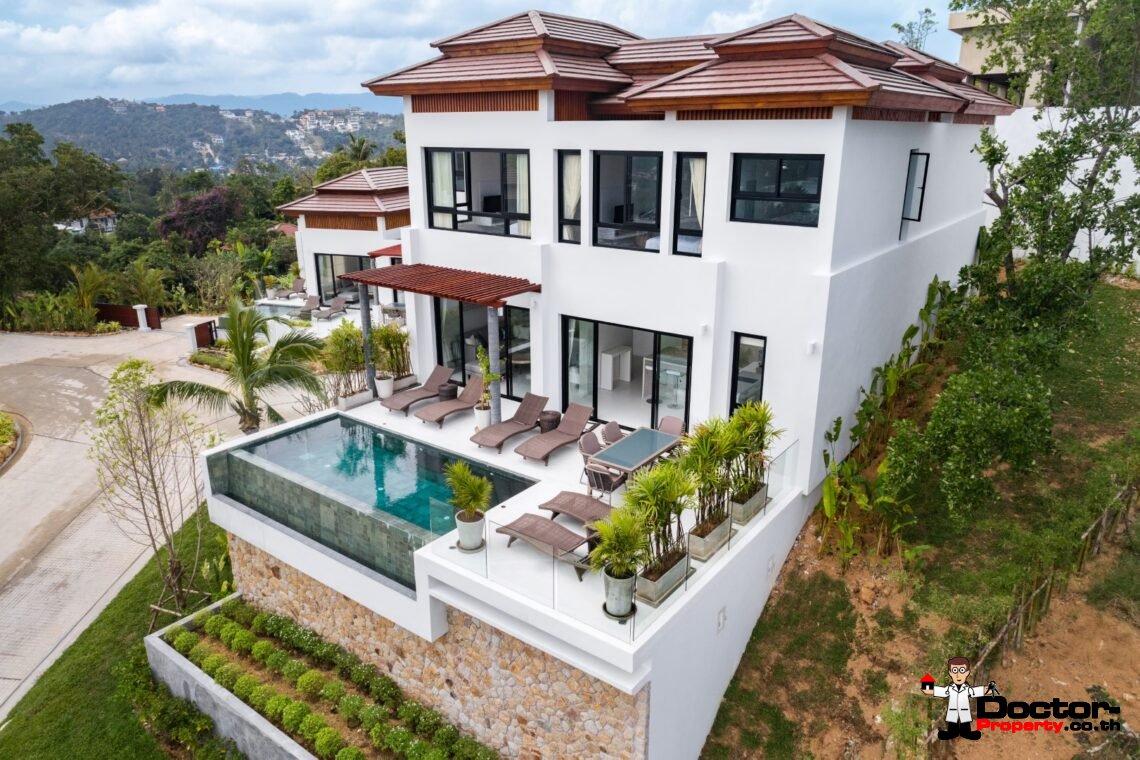 3 Bedroom Sea View Villa in Choeng Mon, Koh Samui – For Sale