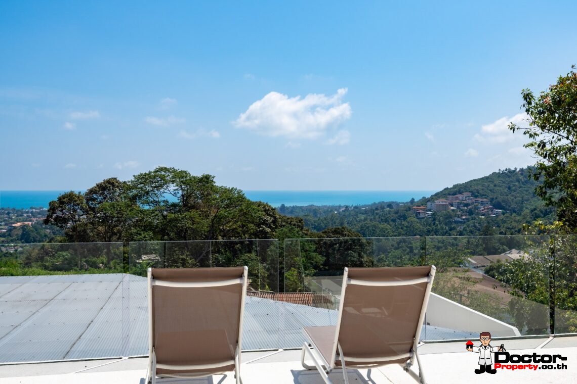 Modern 4 Bedroom Sea View Villa with Spacious Garden in Chaweng, Koh Samui – For Sale