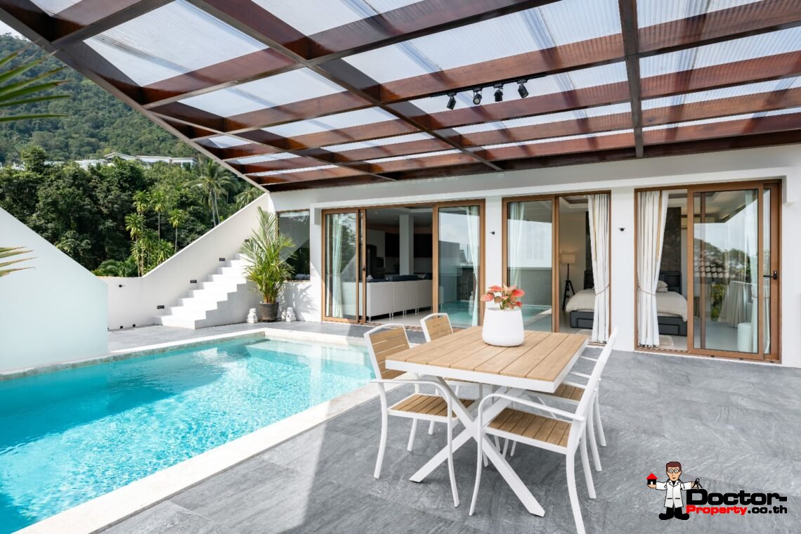 Modern 4 Bedroom Sea View Villa with Spacious Garden in Chaweng, Koh Samui – For Sale