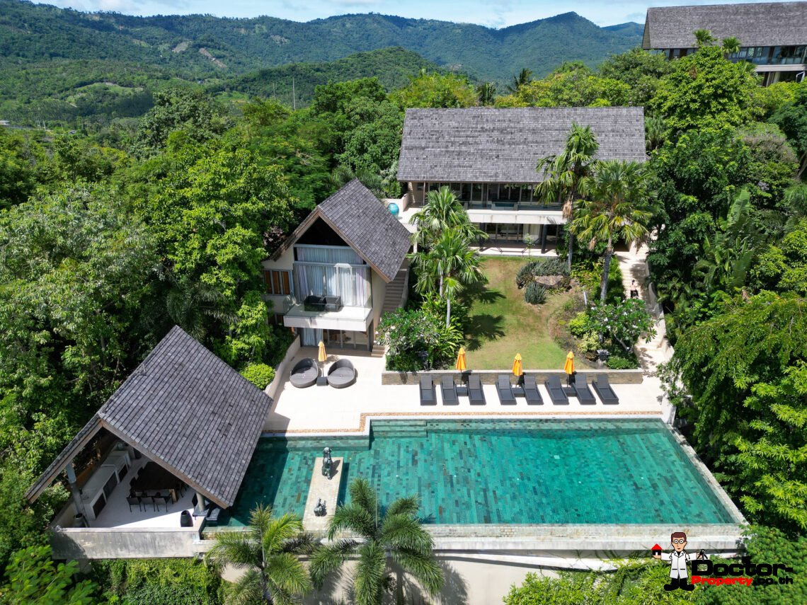 Luxury 4-5 Bedroom Private Pool Villa with Sea View in Bo Phut, Koh Samui – For Sale