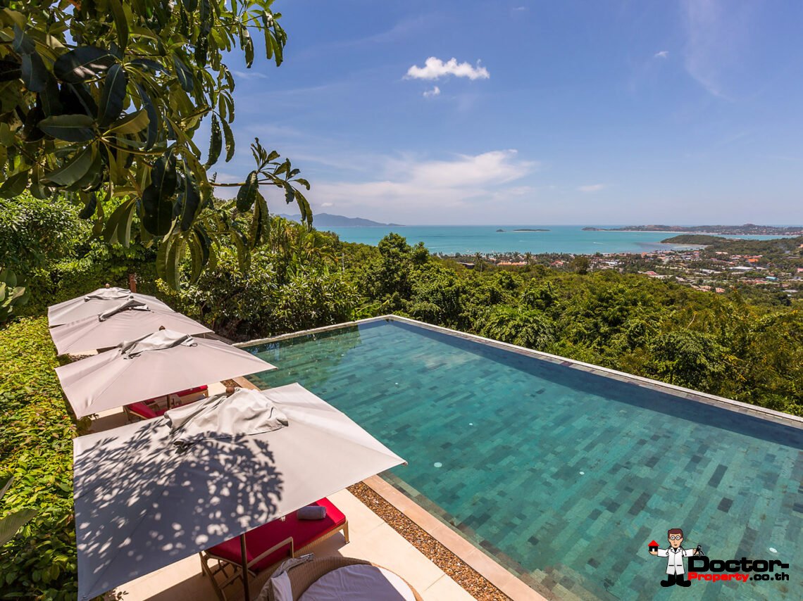 Luxury 4-5 Bedroom Private Pool Villa with Sea View in Bo Phut, Koh Samui – For Sale