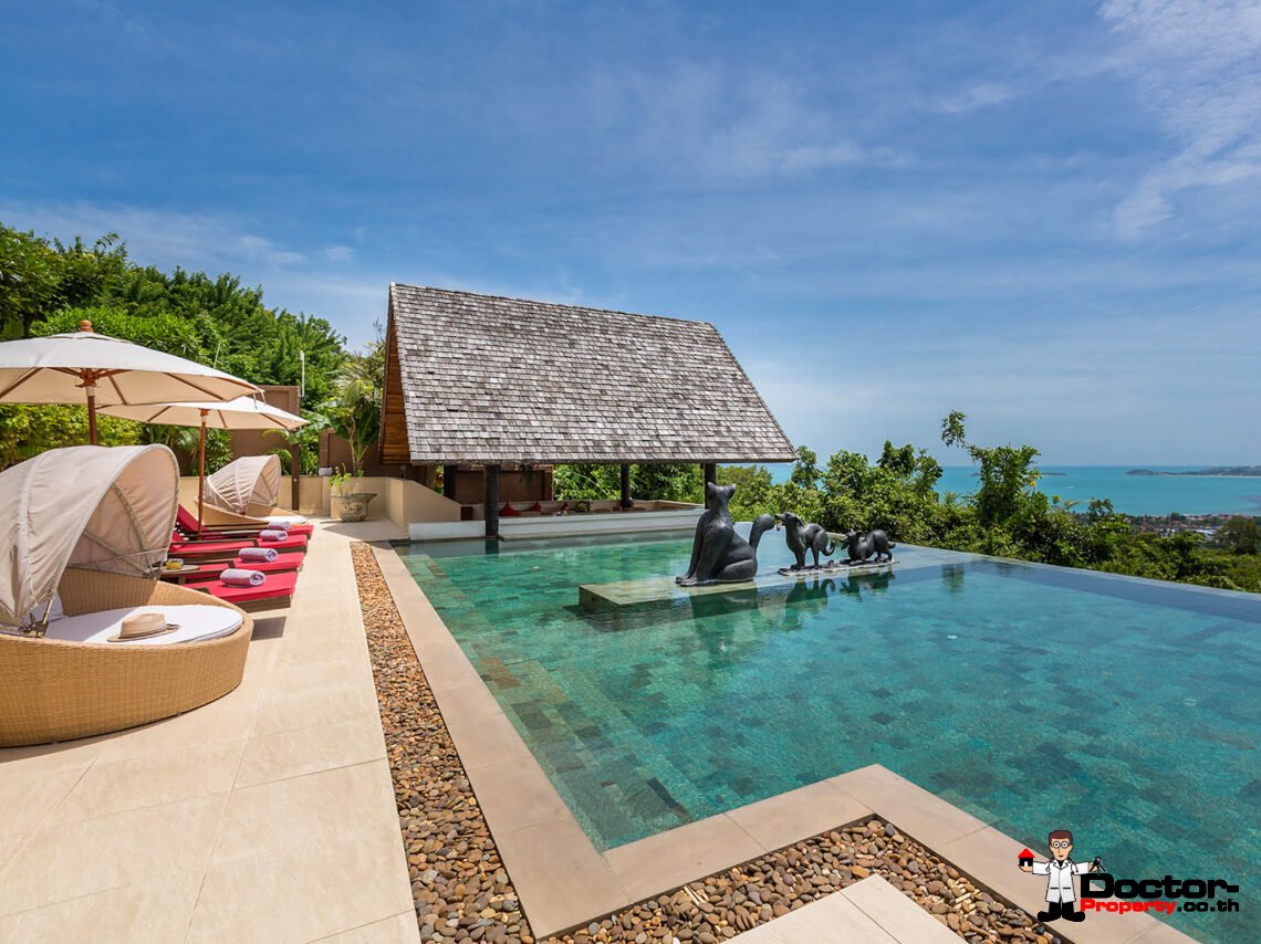 Luxury 4-5 Bedroom Private Pool Villa with Sea View in Bo Phut, Koh Samui – For Sale