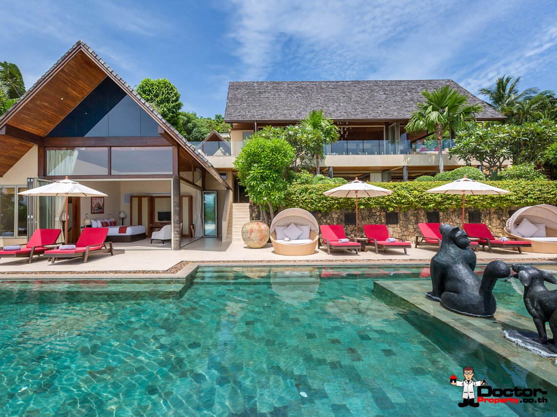 Luxury 4-5 Bedroom Private Pool Villa with Sea View in Bo Phut, Koh Samui – For Sale