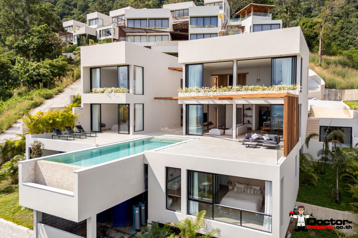 4+1 Bedroom Contemporary Sea View Villa in Chaweng, Koh Samui – For Sale