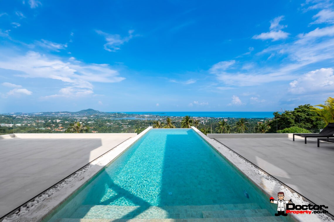 4+1 Bedroom Contemporary Sea View Villa in Chaweng, Koh Samui – For Sale