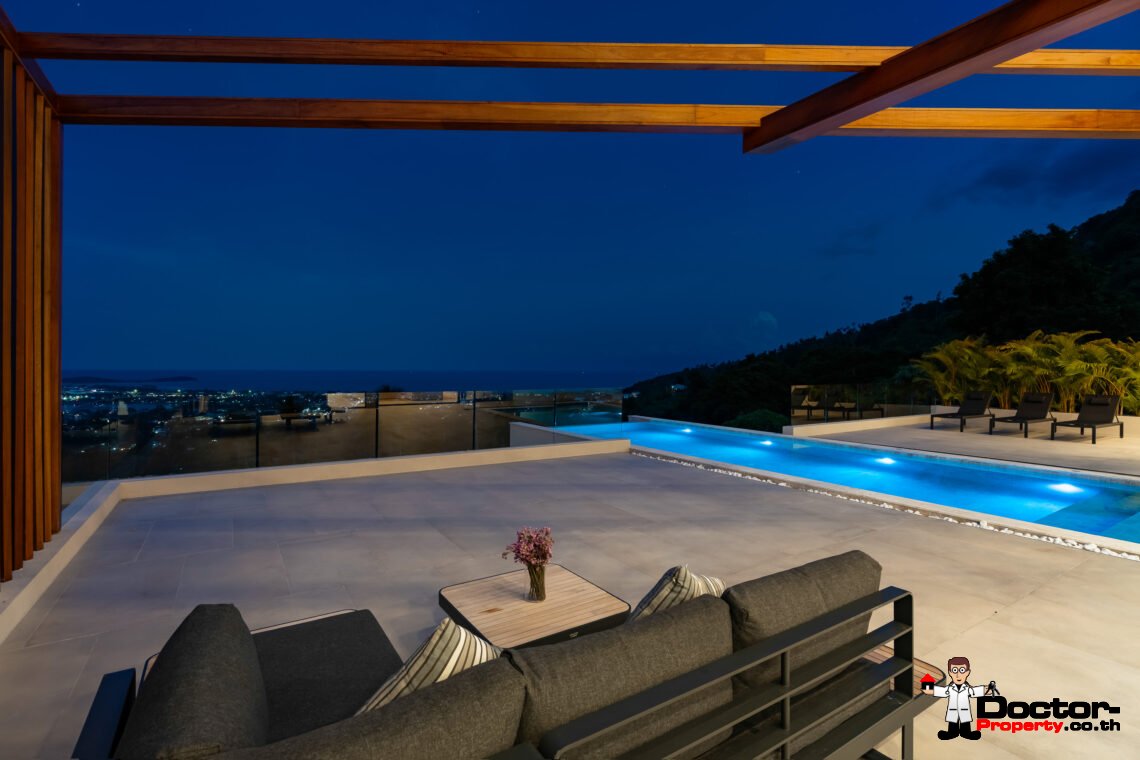 4+1 Bedroom Contemporary Sea View Villa in Chaweng, Koh Samui – For Sale