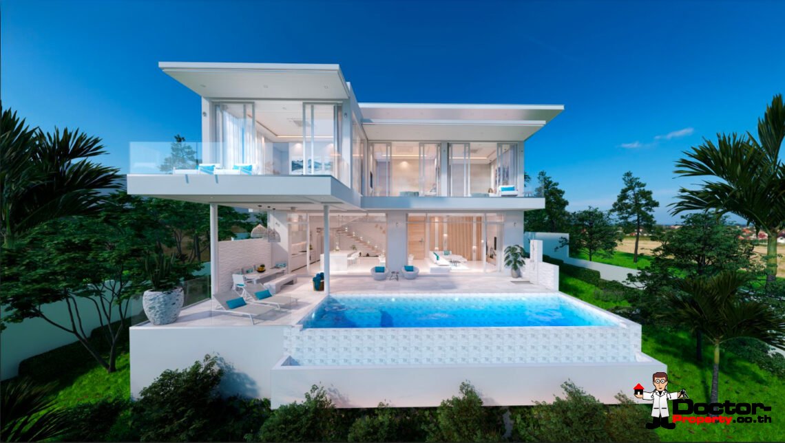 Modern 3 Bedroom Pool Villa with Sea View in Plai Laem, Koh Samui – For Sale