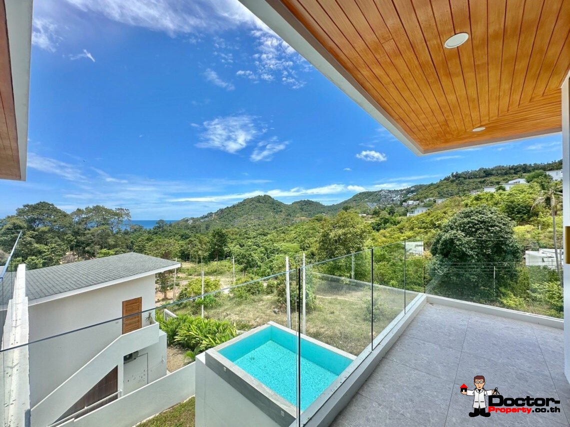 New 3 Bedrooms Pool Villa with Partial Sea View in Chaweng Noi, Koh Samui – For Sale