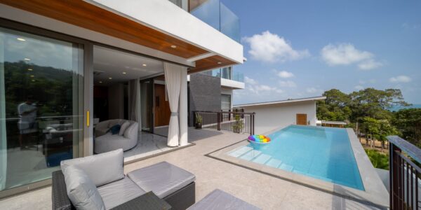 New 3 Bedrooms Pool Villa with Partial Sea View in Chaweng Noi, Koh Samui – For Sale