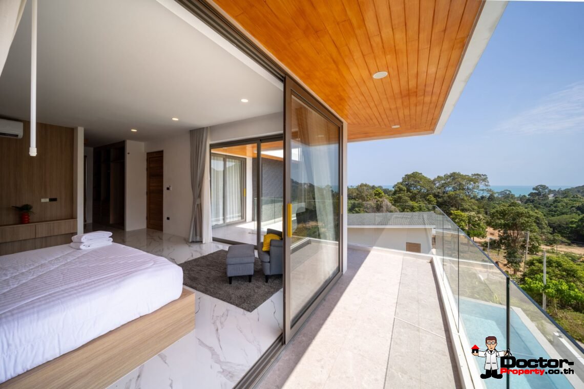 New 3 Bedrooms Pool Villa with Partial Sea View in Chaweng Noi, Koh Samui – For Sale