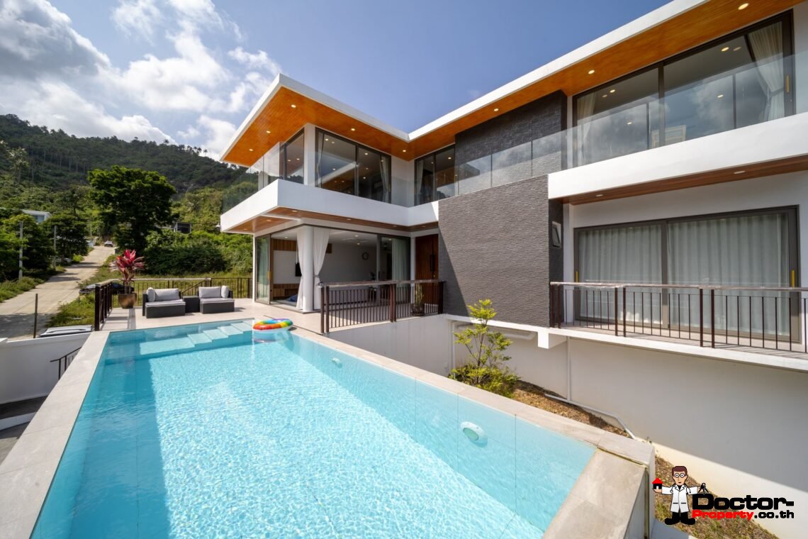 New 3 Bedrooms Pool Villa with Partial Sea View in Chaweng Noi, Koh Samui – For Sale