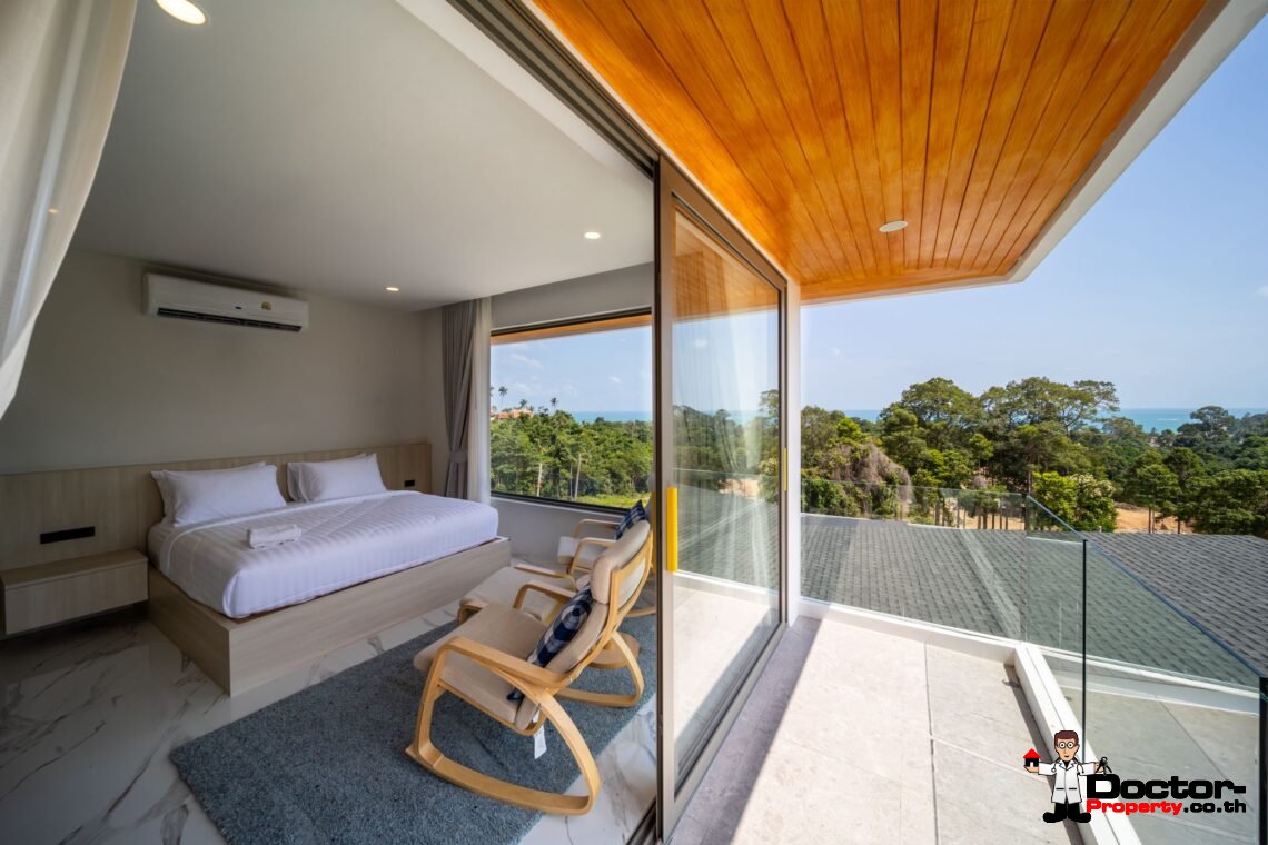 New 3 Bedrooms Pool Villa with Partial Sea View in Chaweng Noi, Koh Samui – For Sale