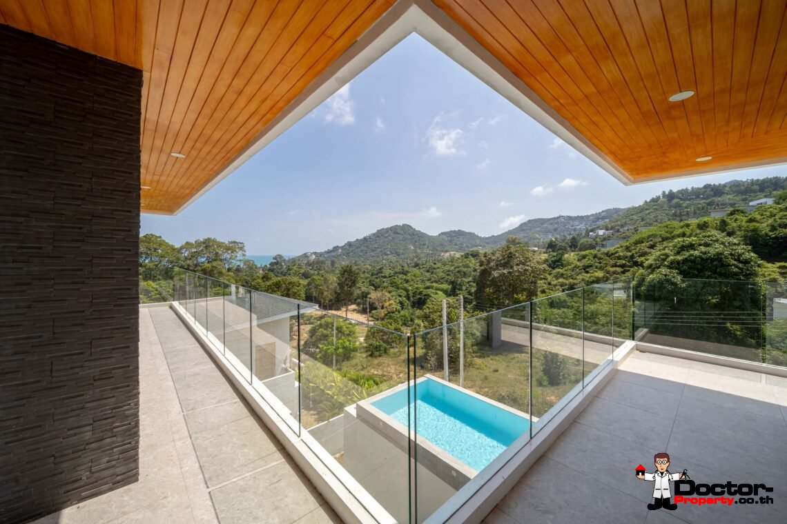 New 3 Bedrooms Pool Villa with Partial Sea View in Chaweng Noi, Koh Samui – For Sale