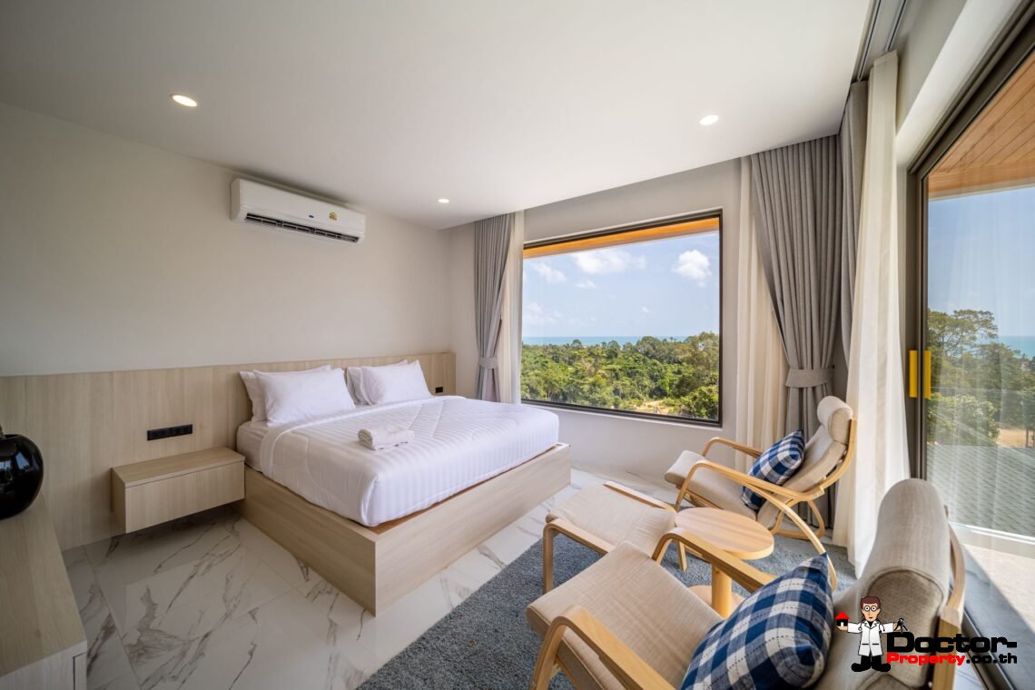 New 3 Bedrooms Pool Villa with Partial Sea View in Chaweng Noi, Koh Samui – For Sale