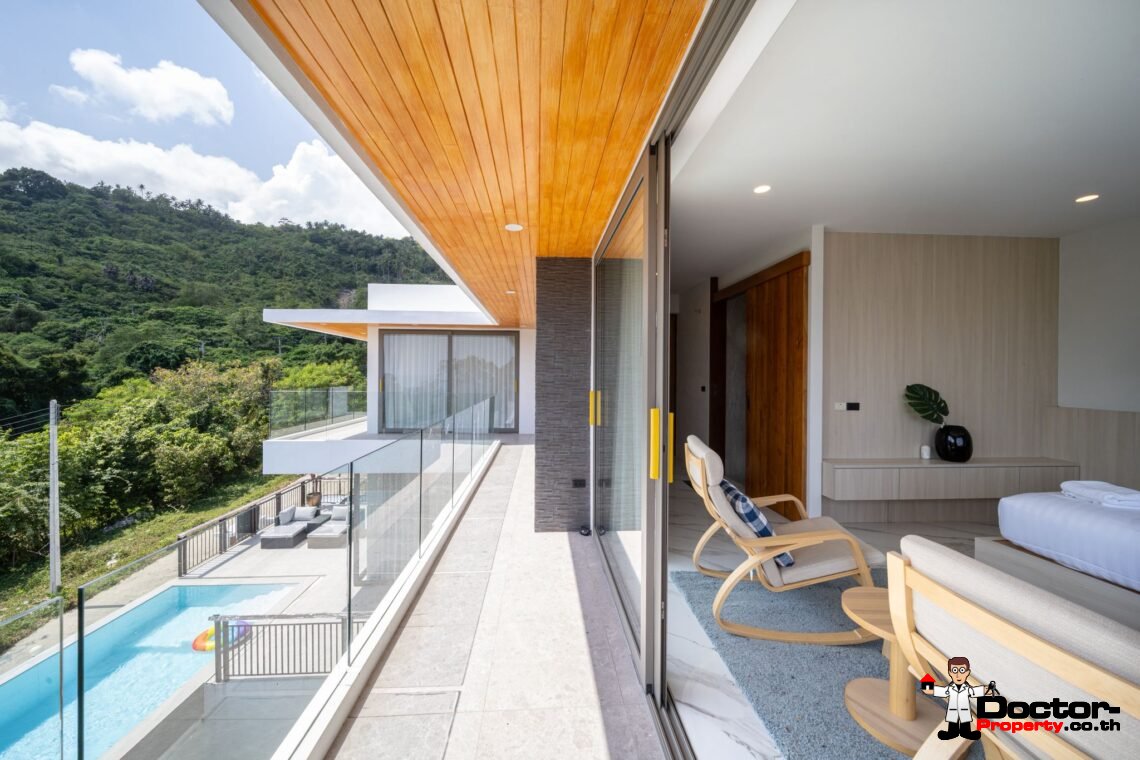 New 3 Bedrooms Pool Villa with Partial Sea View in Chaweng Noi, Koh Samui – For Sale