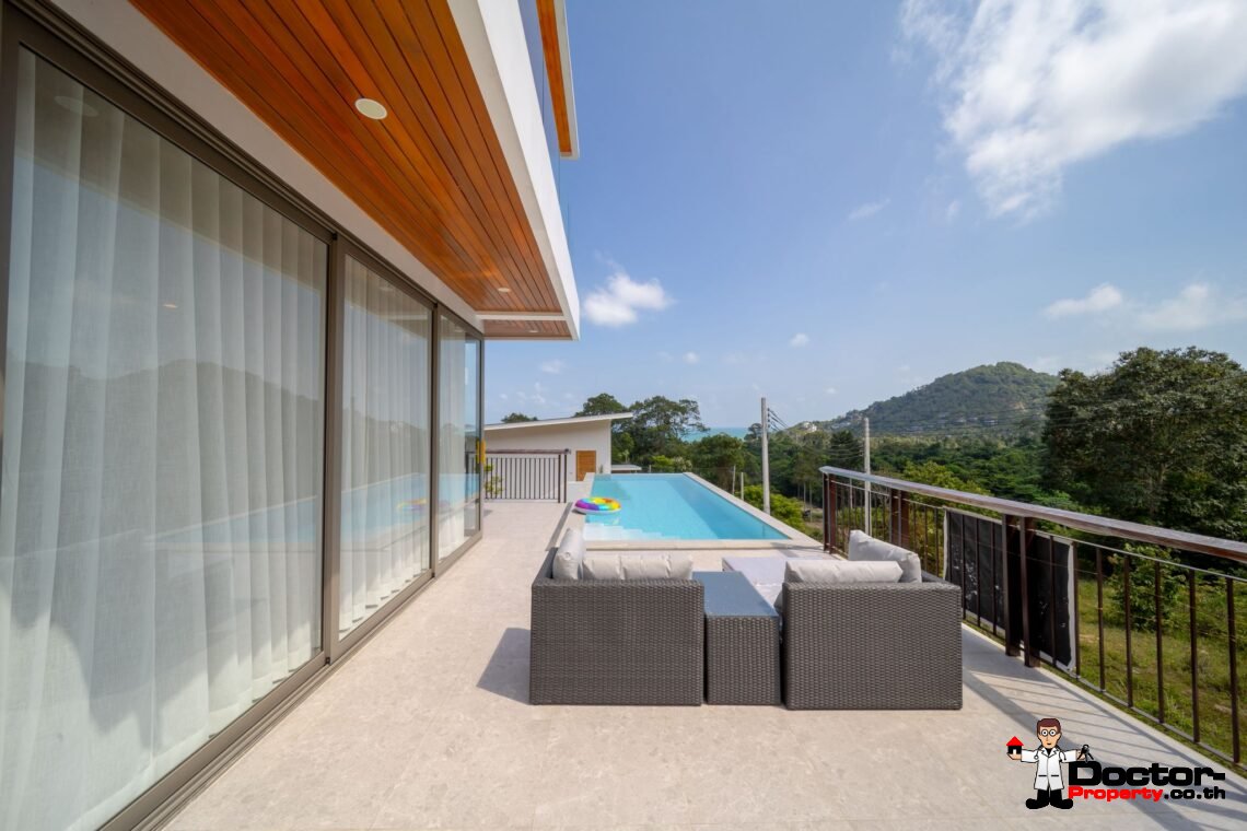 New 3 Bedrooms Pool Villa with Partial Sea View in Chaweng Noi, Koh Samui – For Sale