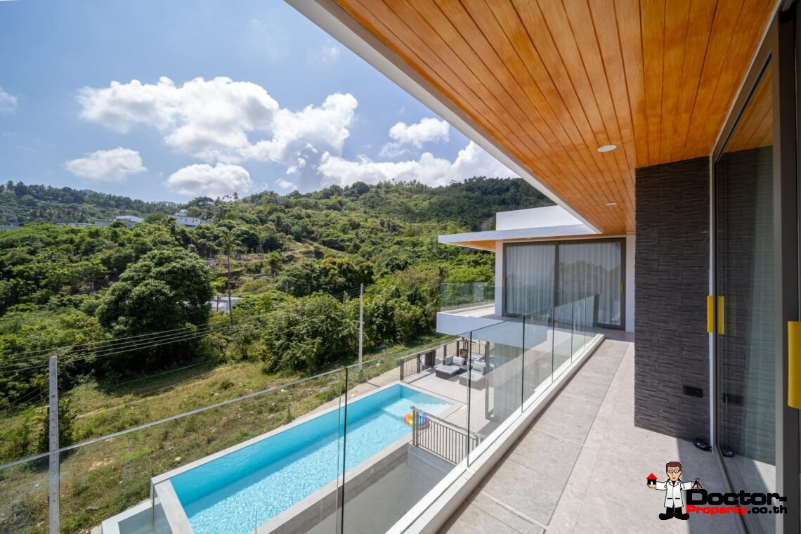 New 3 Bedrooms Pool Villa with Partial Sea View in Chaweng Noi, Koh Samui – For Sale