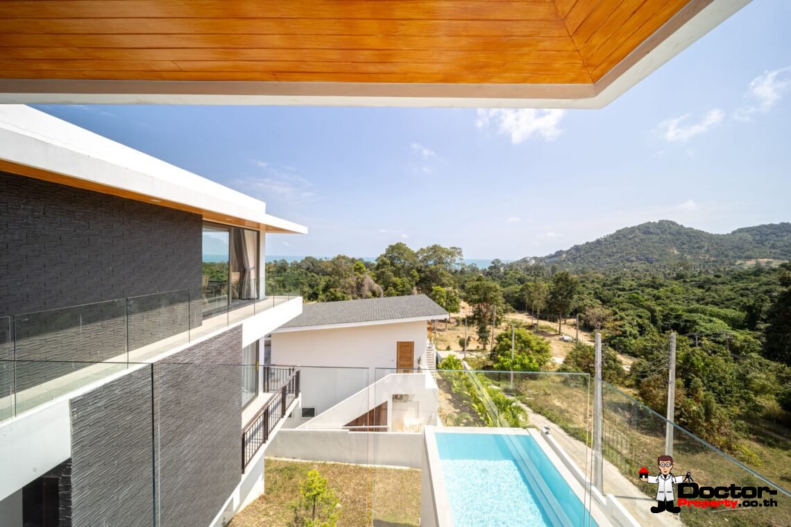 New 3 Bedrooms Pool Villa with Partial Sea View in Chaweng Noi, Koh Samui – For Sale