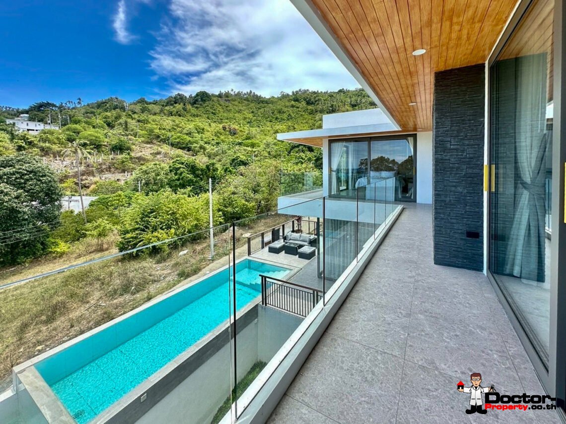 New 3 Bedrooms Pool Villa with Partial Sea View in Chaweng Noi, Koh Samui – For Sale