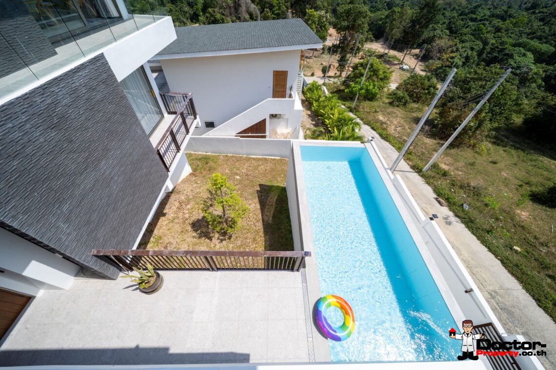 New 3 Bedrooms Pool Villa with Partial Sea View in Chaweng Noi, Koh Samui – For Sale
