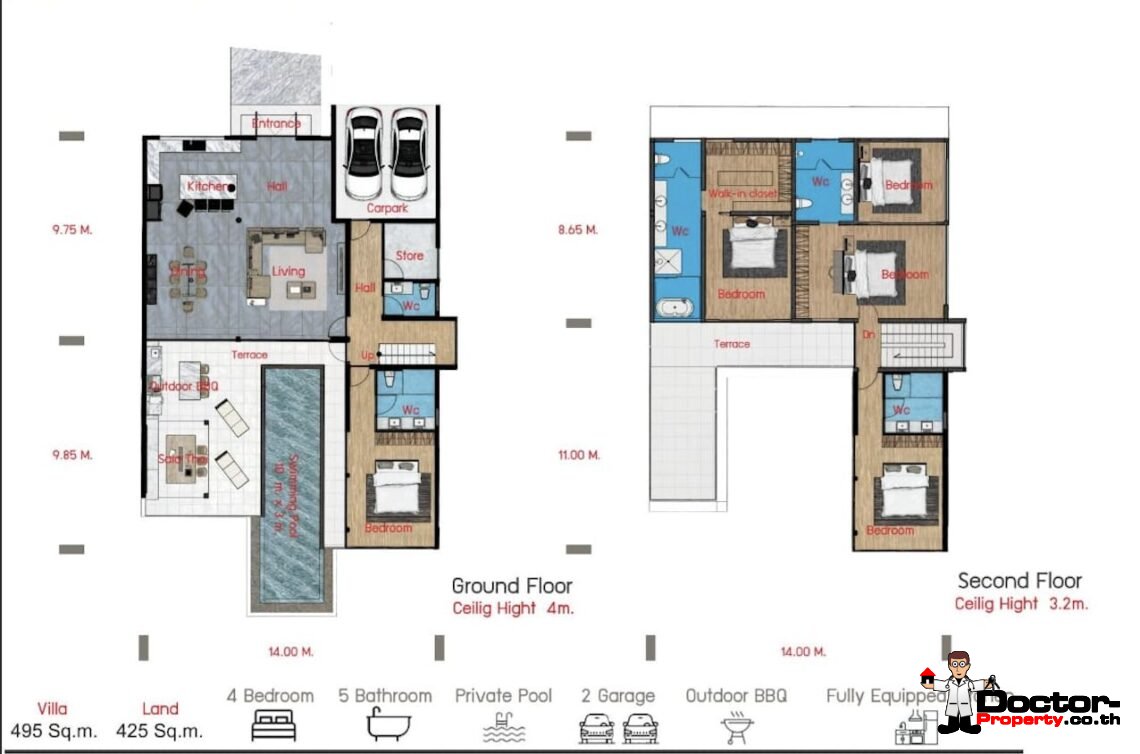 Luxury 4 Bedroom Pool Villa with Sea View in Chaweng, Koh Samui – For Sale