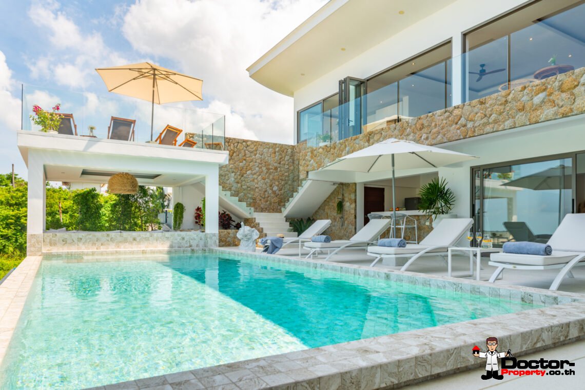 Luxury 5 Bedroom Pool Villa with Stunning Sea View in Bo Phut, Koh Samui – For Sale