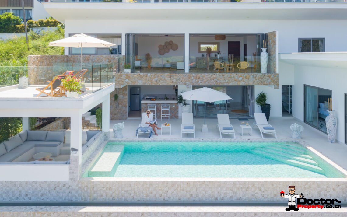 Luxury 5 Bedroom Pool Villa with Stunning Sea View in Bo Phut, Koh Samui – For Sale